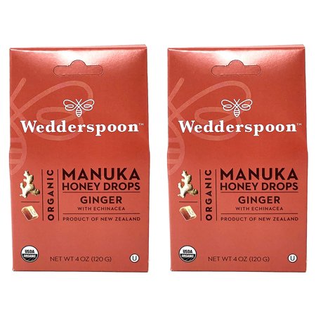 Wedderspoon Organic Manuka Honey Drops (Ginger Pack of 2)