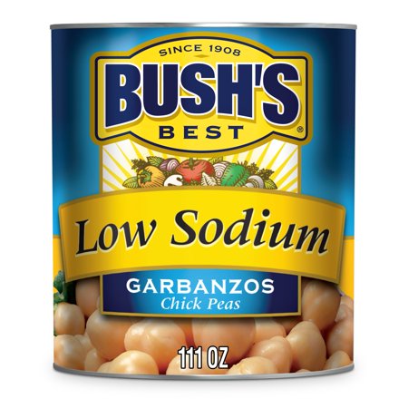 Bush's Low Sodium Garbanzo Beans, Plant Based Protein, Canned Chickpeas, 111 Oz