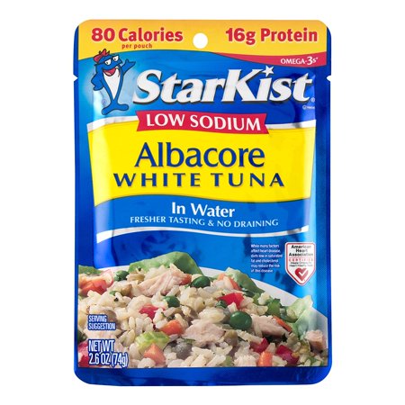StarKist Low Sodium Albacore White Tuna in Water - 2.6 Oz Pouch (Pack of 24)