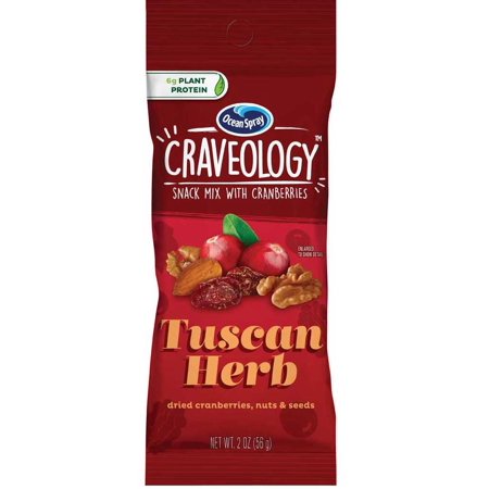 Ocean Spray Craveology Tuscan Herb Snack Mix, 2 Ounce - 10 Count per Pack -- 4 Packs per Case.