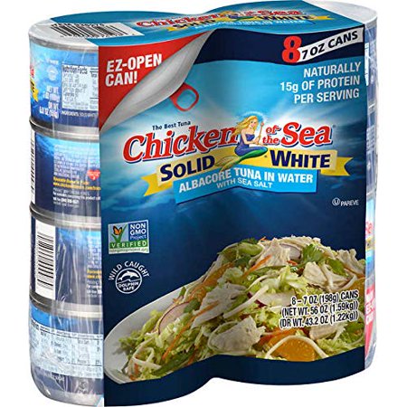 Chicken of the Sea Solid White Albacore Tuna in Water with Sea Salt- 8 Cans of 7oz
