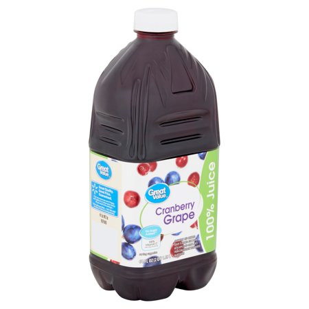 (3 Pack) Great Value Cranberry Grape 100% Juice, 64 Fl Oz