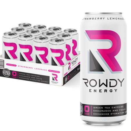 Rowdy Energy Drink  Strawberry Lemonade  Sugar Free  16 Fl Oz  12 Pack