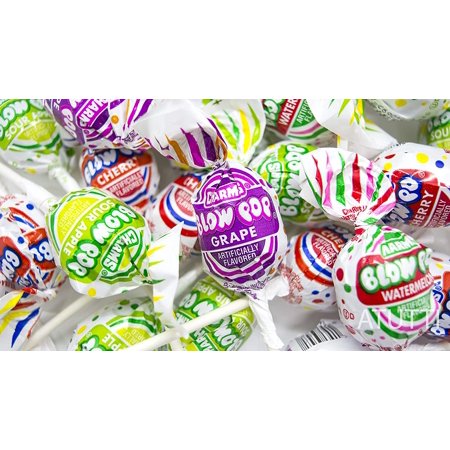 Blow Pops Charms Assorted Fruit Flavors, Bubble Gum Inside, Individually Wrapped Bulk - 50 Count Pack (2.2 LB)