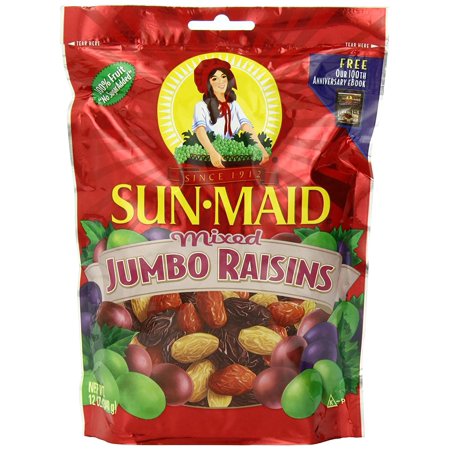 Sun-Maid Mixed Jumbo Raisins, 12-Ounce Pouches (Pack of 5)