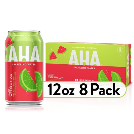 AHA Sparkling Water, Lime Watermelon Flavored Water, Zero Calories, Sodium Free, No Sweeteners, 12 Fl Oz, 8 Pack