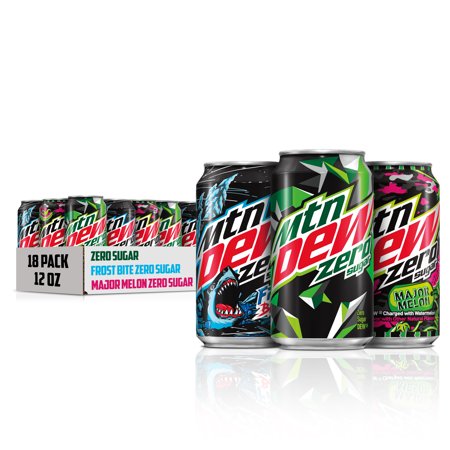 (18 Cans) MTN Dew, Zero Sugar 3 Flavor Sampler Pack, 12 Fl Oz