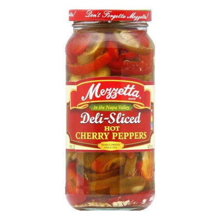 Mezzetta Cherry Peppers Sliced Hot  16 OZ (Pack of 6)