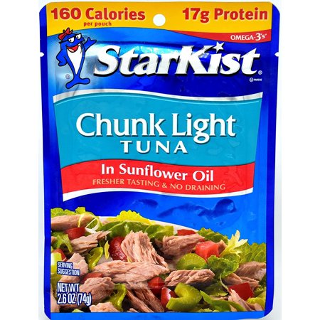 Starkist Chunk Light Tuna in Sunflower Oil, 2.6-Ounce Pouch (Pack of 6)