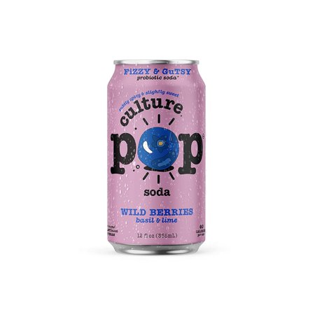 Culture Pop Sparkling Probiotic Soda  Wild Berries  12 Fl Oz Cans (Pack of 6)