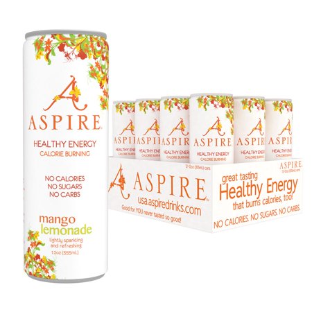 Aspire Healthy Energy Drink, Mango Lemonade, 12 Fl Oz 12-Pack