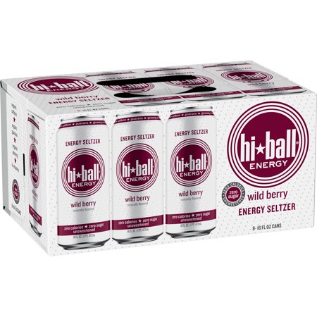 Hiball Energy Wild Berry Sparkling Energy Water, Zero Sugar and Zero Calorie Energy Drink, 16 Fluid Ounce Cans, Pack of 8