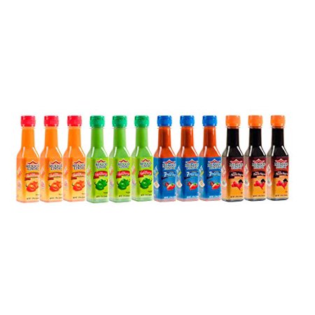 Mexico Lindo Hot Sauce Variety Pack  Includes 3 Bottles Each of Red Habanero + Green Habanero + 7 Mares + Picante Negra  5 Fl Oz Bottles (Pack of 12)