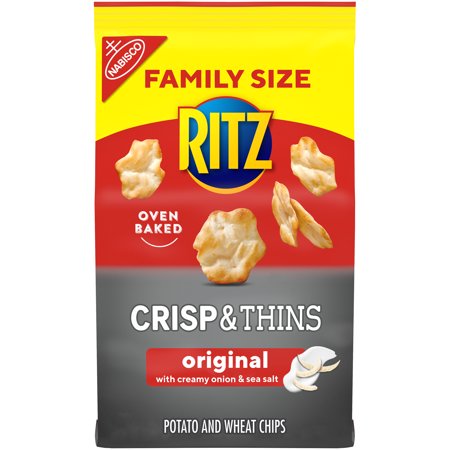 RITZ Crisp and Thins Original with Creamy Onion and Sea Salt, Family Size, 10 Oz