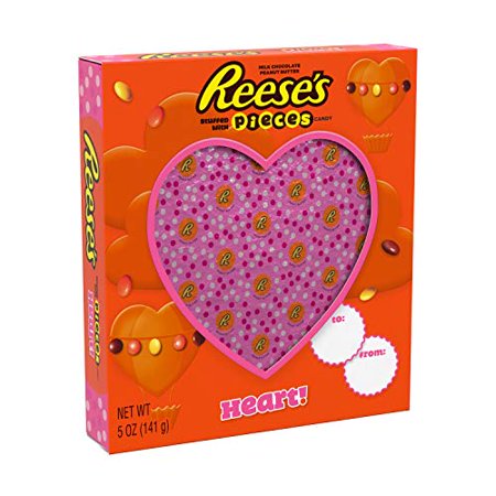 Reeses Stuffed with Pieces Candy Milk Chocolate Peanut Butter Heart Candy, Valentines Day, 5 Oz., Gift Box