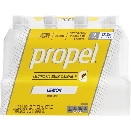 (12 Bottles) Propel Flavored Water with Electrolytes  Lemon  16.9 Fl Oz