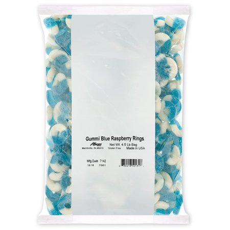 Albanese Confectionery Gummi Blue Raspberry Rings, 4.5 Pound Bag