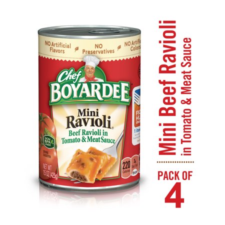 Chef Boyardee Mini Beef Ravioli in Tomato Sauce, Microwave Pasta, 8 Pack, 15 Oz
