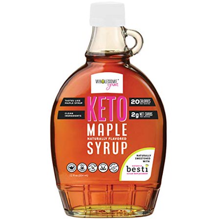 Wholesome Yum Zero Sugar Maple Syrup - Sugar Free Pancake Syrup with Monk Fruit & Allulose  12 Fl Oz Glass Bottle