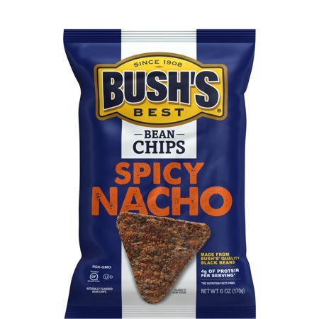 Bush's Best Spicy Nacho Beans Chips, Made from Quality Beans, No Artificial Flavor (6oz, 12 CT)