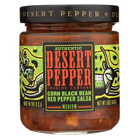 Desert Pepper Corn Black Bean Roasted Pepper Salsa, Medium, 16-Ounce (6 Pack)