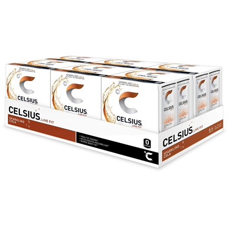 CELSIUS Sparkling Cola Fitness Drink, Zero Sugar, 12oz. Slim Can 4-Packs, 24 Cans Total