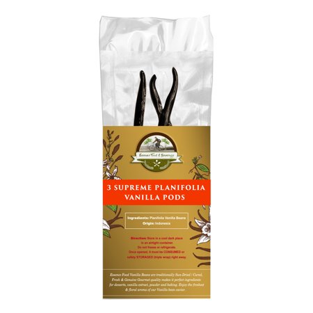 ESSENCE FOOD & BEVERAGE Vanilla Beans Grade a - 3 Plump Planifolia Vanilla Pods, Grade a Bulk, Vanilla Beans for Making Vanilla Extract, Ice Cream, Ba