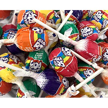 Spring Rain Blo Fruit Assorted Flavors Bubble Gum Filled Pops Candy, Bulk - 2 Pound Bag