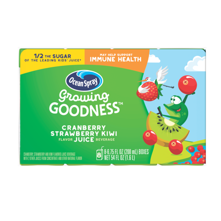 Ocean Spray Growing Goodness Cranberry Strawberry Kiwi Juice  6.75 Fl Oz  8 Ct  4 Pack