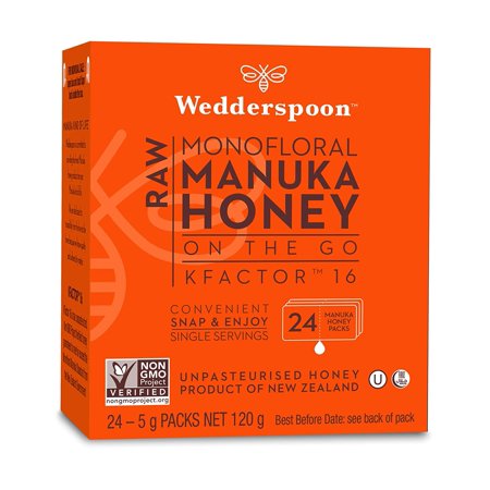 Wedderspoon 100% Raw Manuka Honey KFactor, 24 Count
