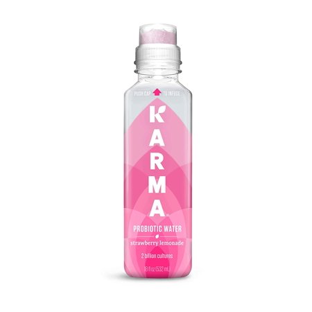 Karma Wellness Flavored Probiotic Water, Strawberry Lemonade, Immunity and Digestive Health Support, Low Calorie, 2 Billion Active Cultures, 216 Fl Oz