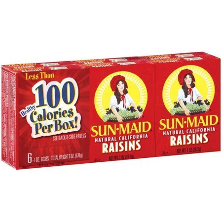 Sun-Maid Raisins Seedless. 1 OZ, 6 CT