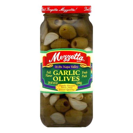 Mezzetta Olives Fresh Garlic  9.5 OZ (Pack of 6)