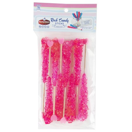 Richardson Pink Bubble Gum Rock Candy Sticks 8 Piece 4.8 Oz. Bag