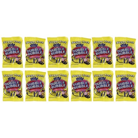 Dubble Bubble Sugar Free Bubble Gum, 3.25-ounce Bags (Pack of 12)