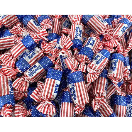 Tootsie Roll USA Flag Midgees, Patriotic 4th July Candy Bulk - 2 Pound Bag
