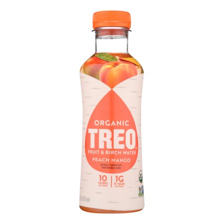 Treo Birch Water Beverage - Peach Mango - Case of 12 - 16 Fl Oz.