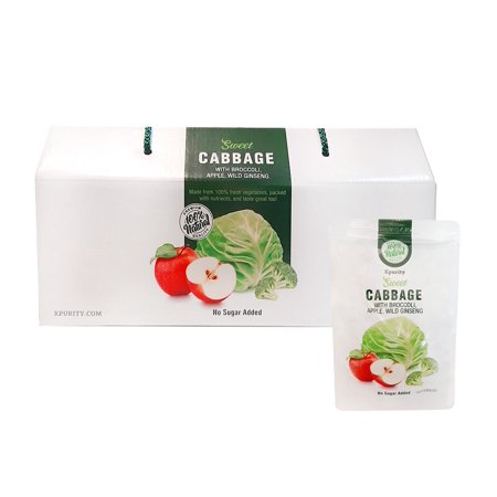 Kpurity Sweet Cabbage Extract Juice 100% Natural with Broccoli, Apple, and Wild Ginseng  Aid Ulcers, Antioxidants, Gut Health - 100ml X 30 Pouches