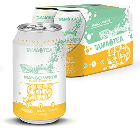 Sparkling Green Tea, Mango Verde, Made with Real Fruit & Herbs, 12 Fl Oz Cans, Pack of 12 Green Tea Cans.
