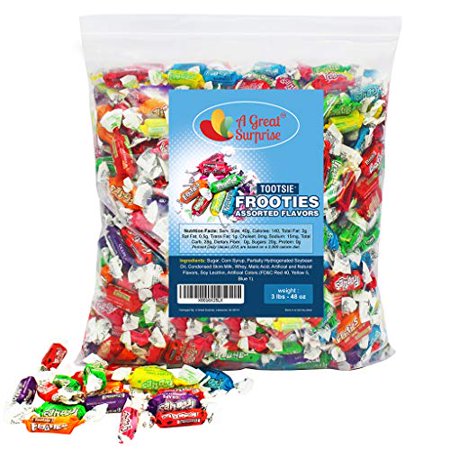 Tootsie Rolls - Tootsie Roll Fruit Chews - Tootsie Frooties, Assorted Flavored Taffies, 3 LB Bulk Candy