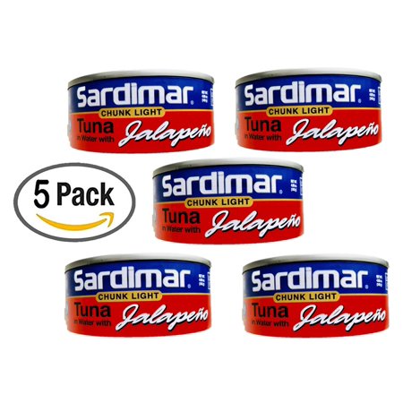 Atun Sardimar - Tuna with Jalapeno Chunk Light in Water 4.98 Oz (Pack of 5) Wild Caught