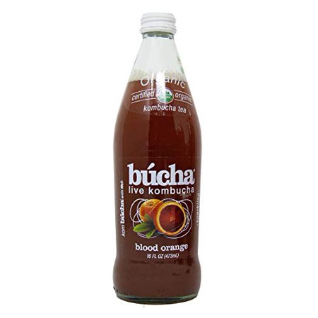 Bucha Certified Organic Sparkling Kombucha Choice of Five Flavors- Case Pack of 12/16 Fl Oz Bottles (Blood Orange)