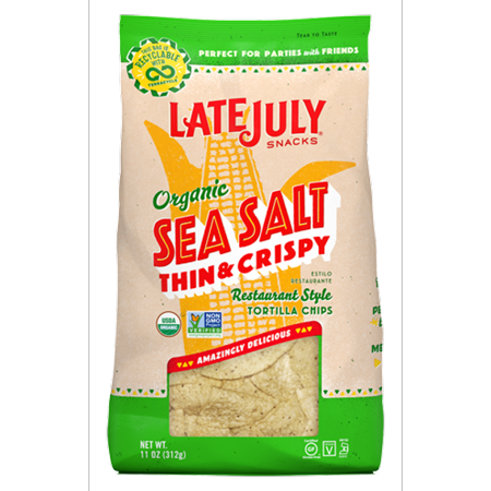Late July Organic Sea Salt Restaurant Style Tortilla Chips, 11 Oz, (Pack of 9)
