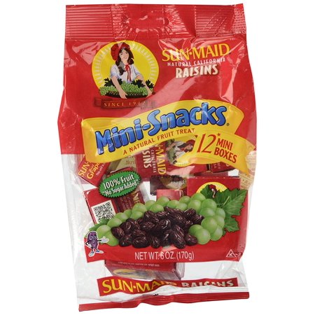 Sun-Maid California Raisins Mini Snacks Bags, 6 Oz
