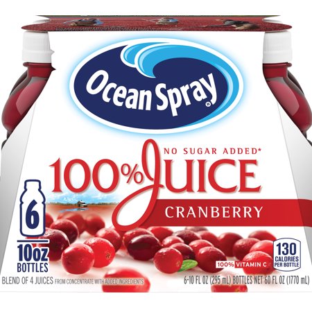 (8 Pack) Ocean Spray 100% Juice, Cranberry, 10 Fl. Oz., 6 Count