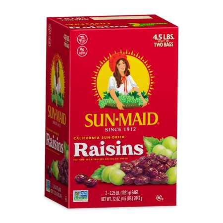 Sun-Maid Natural Raisins - Dried Fruit Snacks Healthy Snacks for Kids - 72oz (4.5lbs Total)