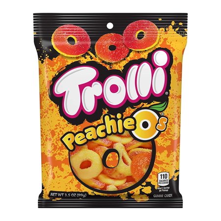 Trolli Peachie Os Sour Gummy Rings Candy, 4.25 Ounce, Pack of 12