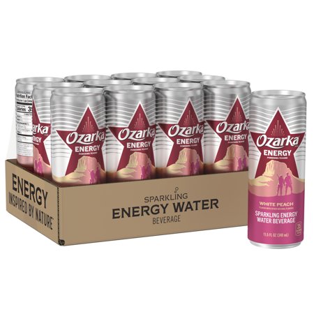 Ozarka Sparkling Energy Water Beverage White Peach Flavor 11.5 Fl. Oz. (12 Pack)