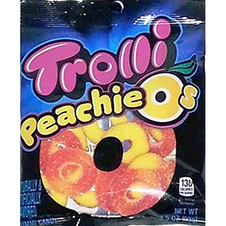 Trolli Peachie-Os Peach Gummy Rings Candy 3.5oz Bags (Pack of 3)