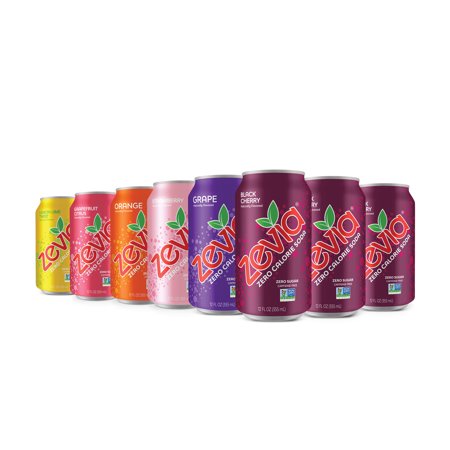 Zevia Zero Sugar  0 Calorie  Caffeine-Free Soda Pop  Fruit Variety Pack  12 Fl Oz  18 Pack Cans